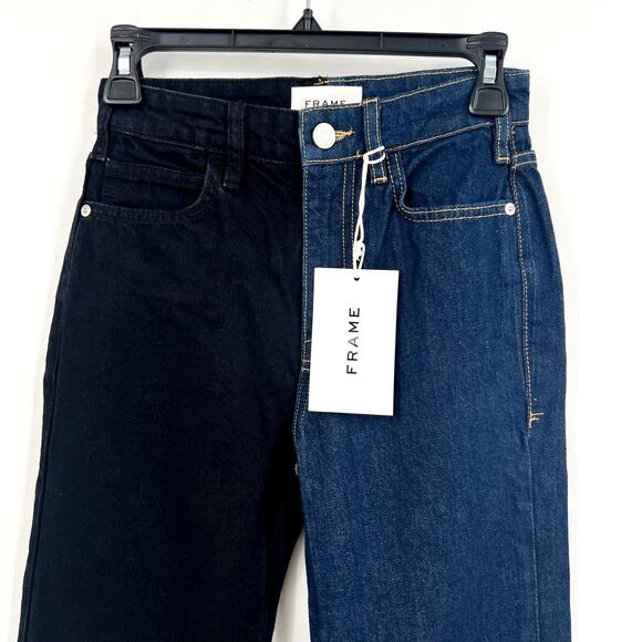 FRAME Womens Le Jane Colorblock Relaxed Jeans Size 23 Blue Black Dell Noir NWT - Picture 7 of 14